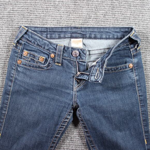 True Religion Jeans Womens 26 Blue Skinny 32 Inseam Contrast Stitch USA - Picture 4 of 12